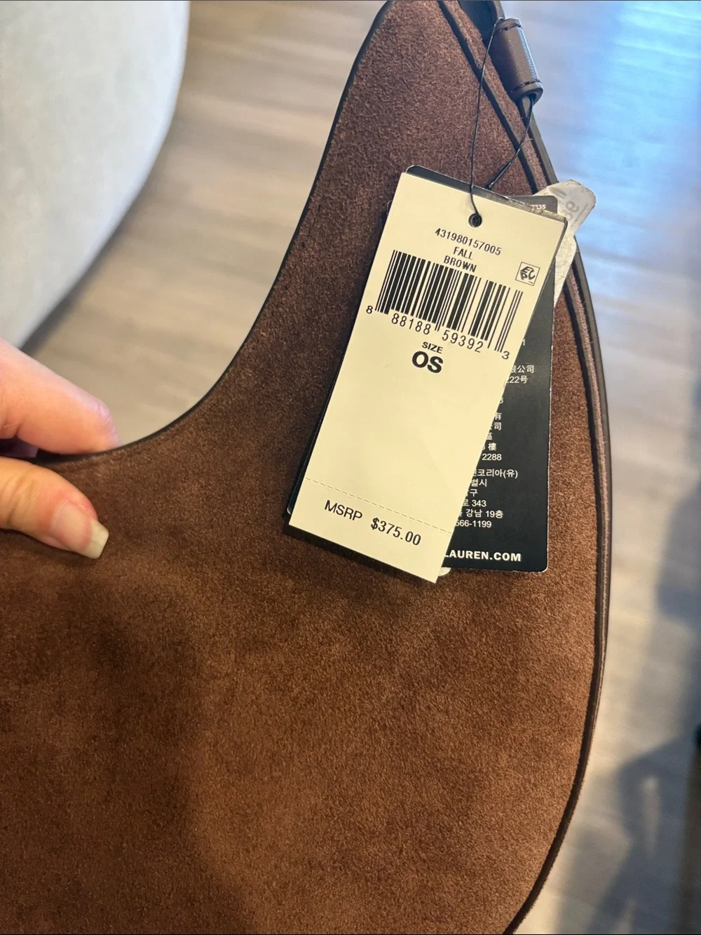 Polo by Ralph Lauren Brown Suede Hobo Bag with Buckle Detail